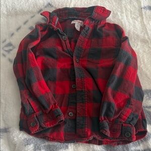 Cat & Jack Red and Black Checkered Kids Button Down Shirt